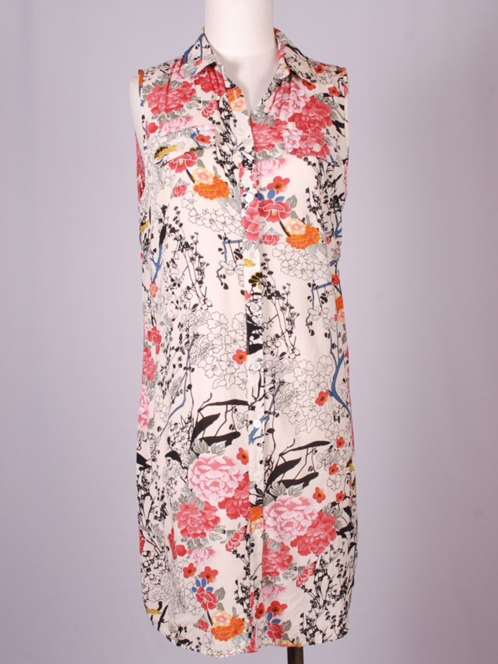 EUC Suzy Shier Botanical Floral Print Shirtdress, Sz - M